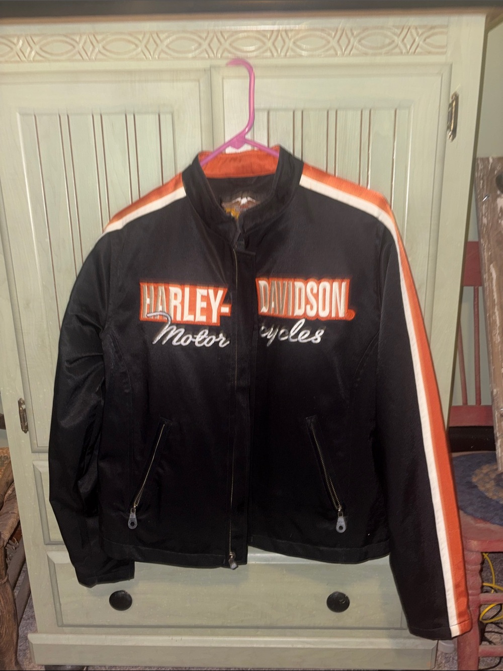 Harley-Davidson Black Jacket with Orange & White Stripes